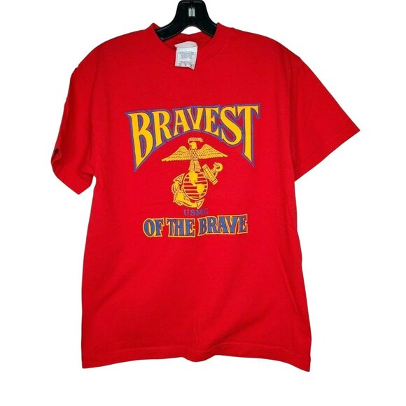 Alstyle Apparel & Activewear USMC Bravest Of The Brave Semper Fi Med Red T Shirt - Picture 1 of 10